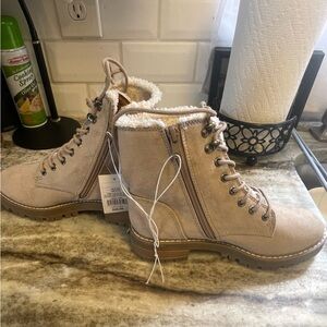 Suede fur lined combat boots